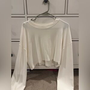 Zara white long sleeve cropped shirt